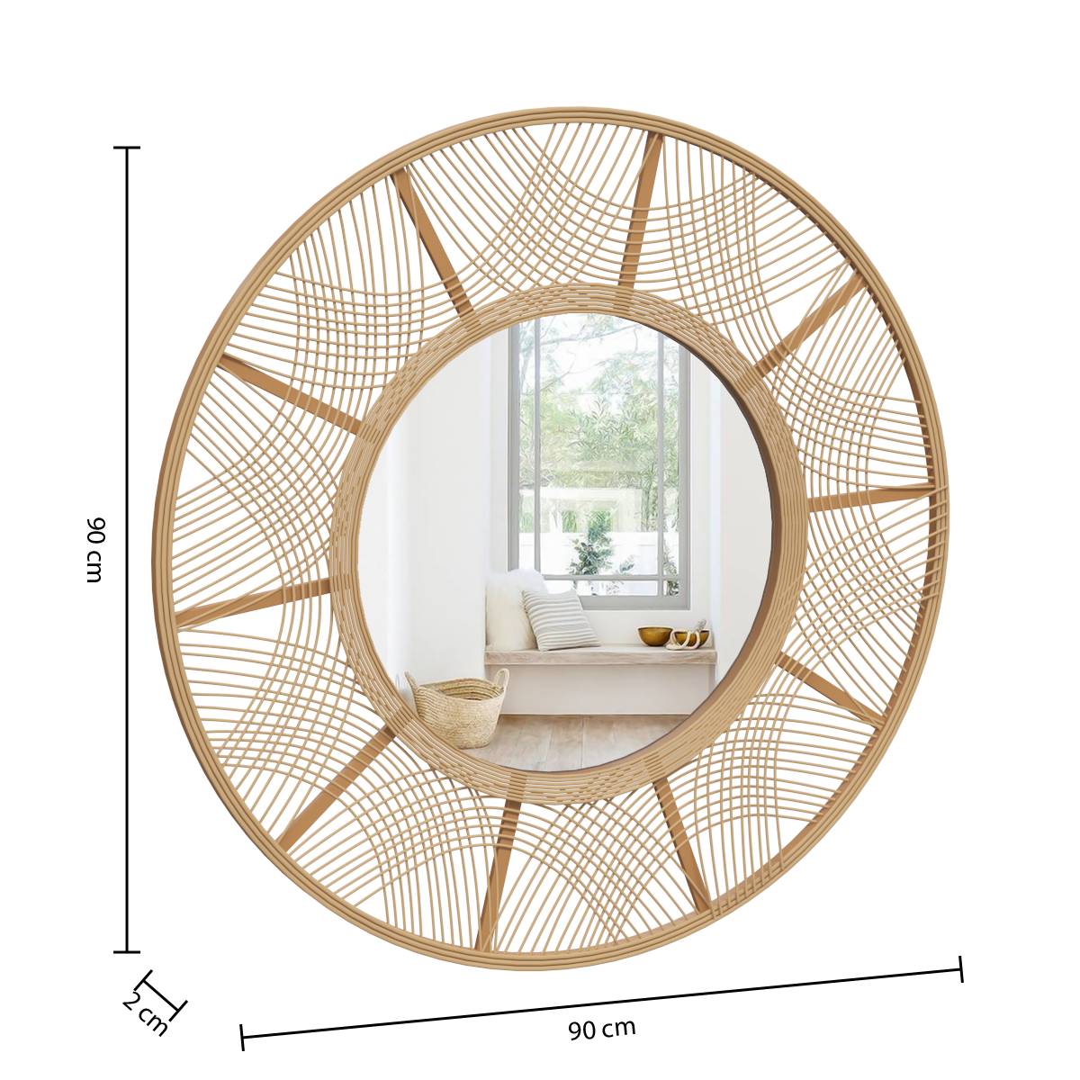 Miroir Ina bambou diamètre 90 cm