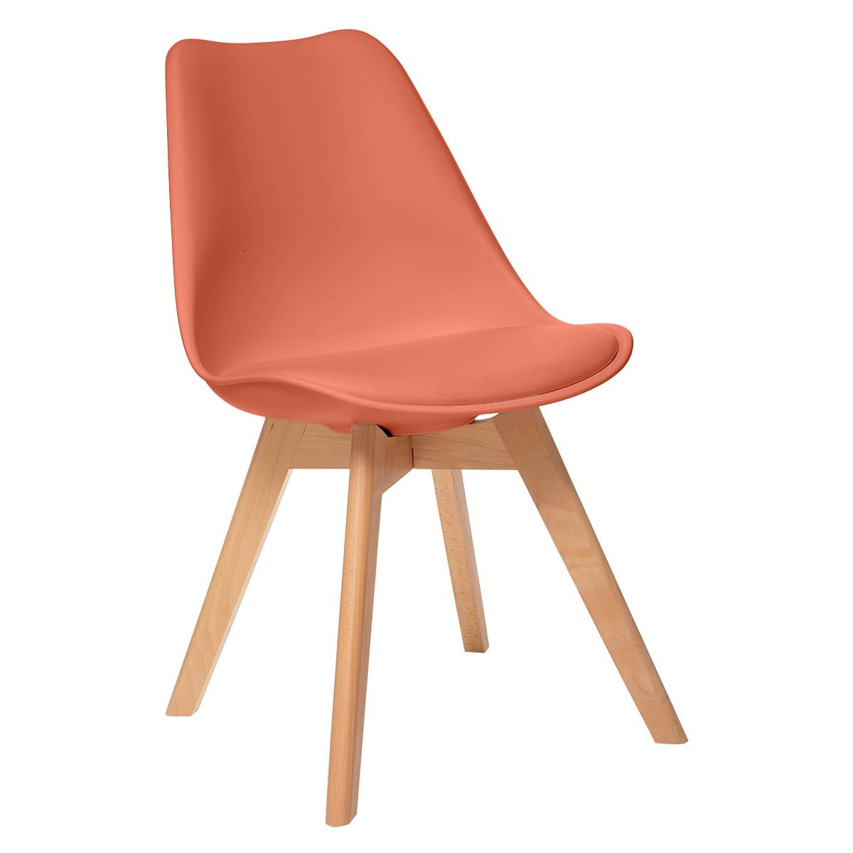 Chaise Baya polypropylène terracotta pieds hêtre
