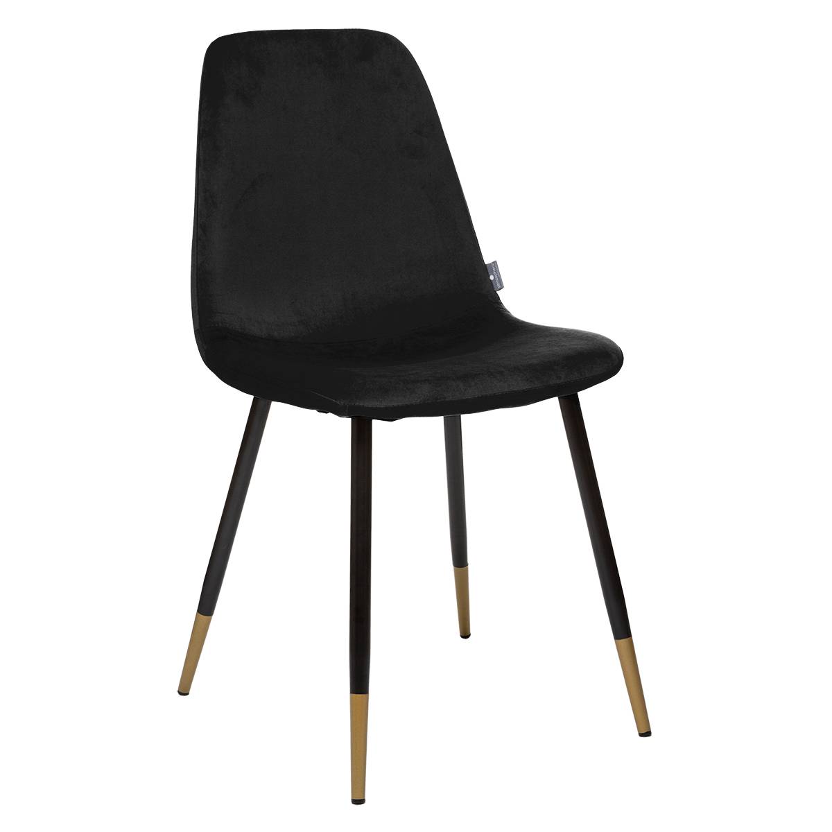 Chaise Tyka velours noir pieds dorés
