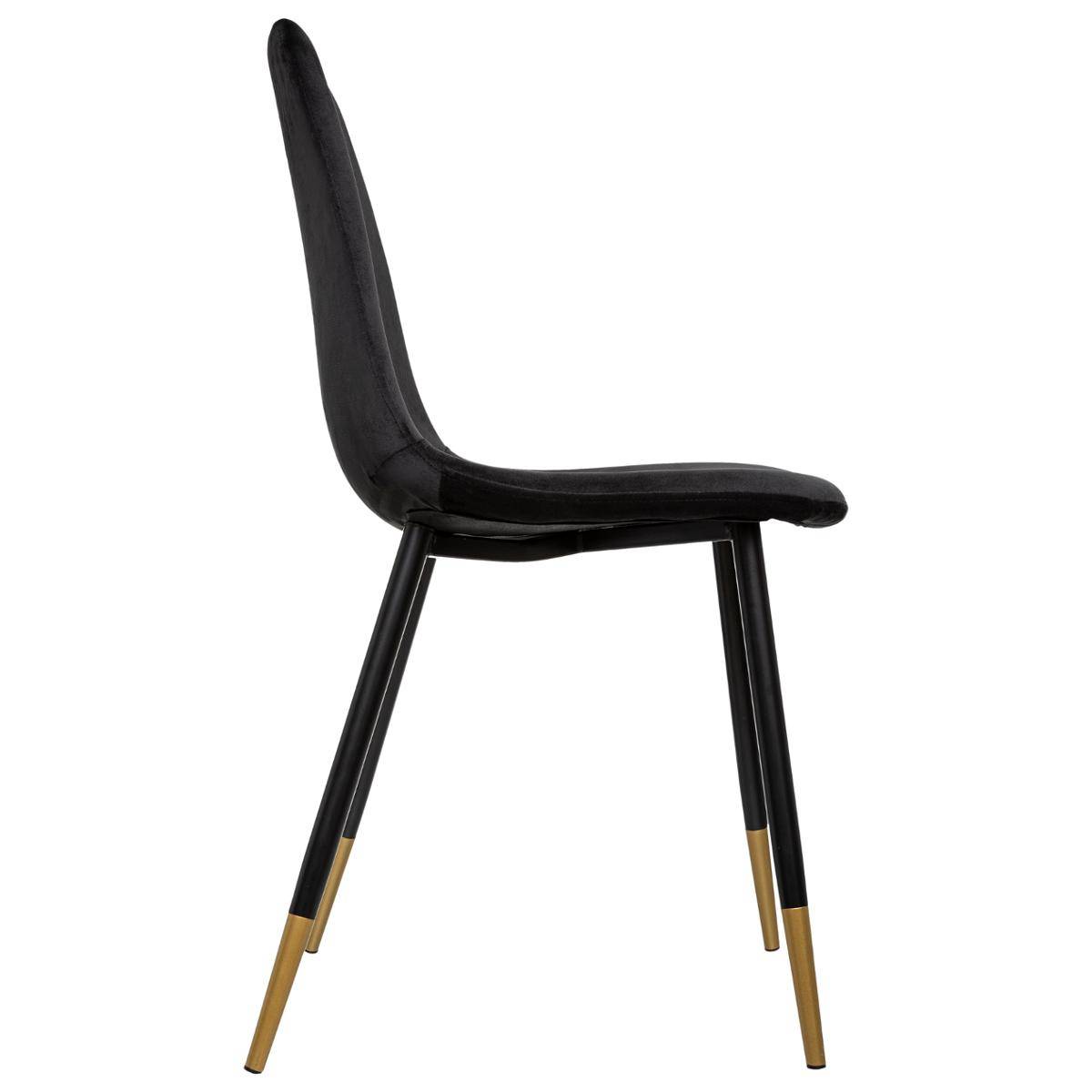 Chaise Tyka velours noir pieds dorés