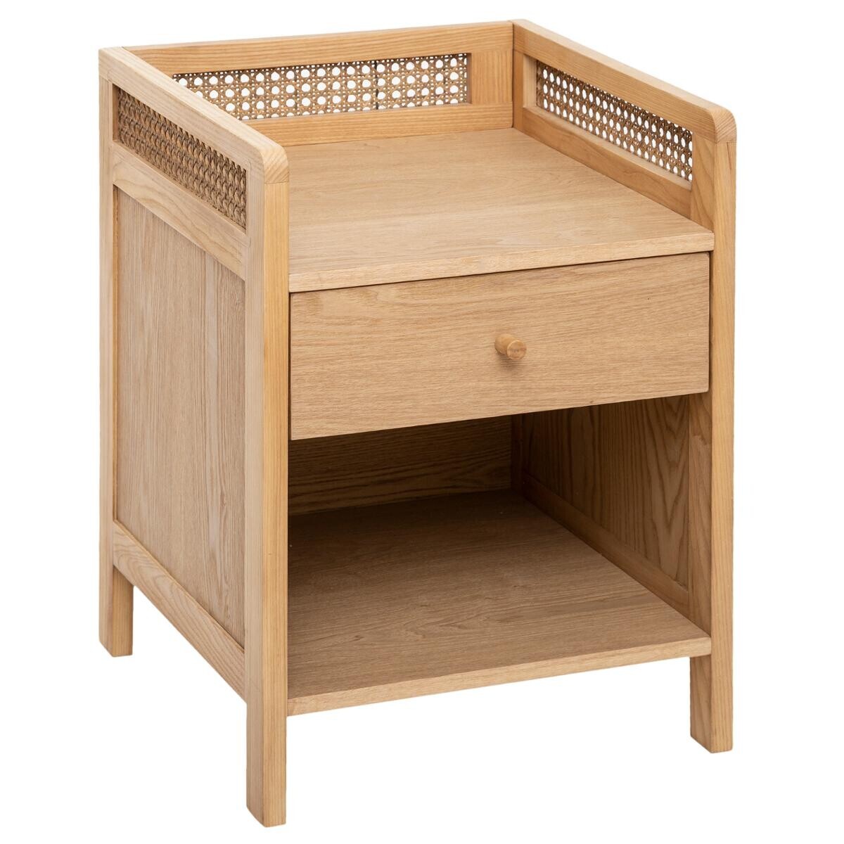 Table de chevet Arty 1 tiroir bois et cannage