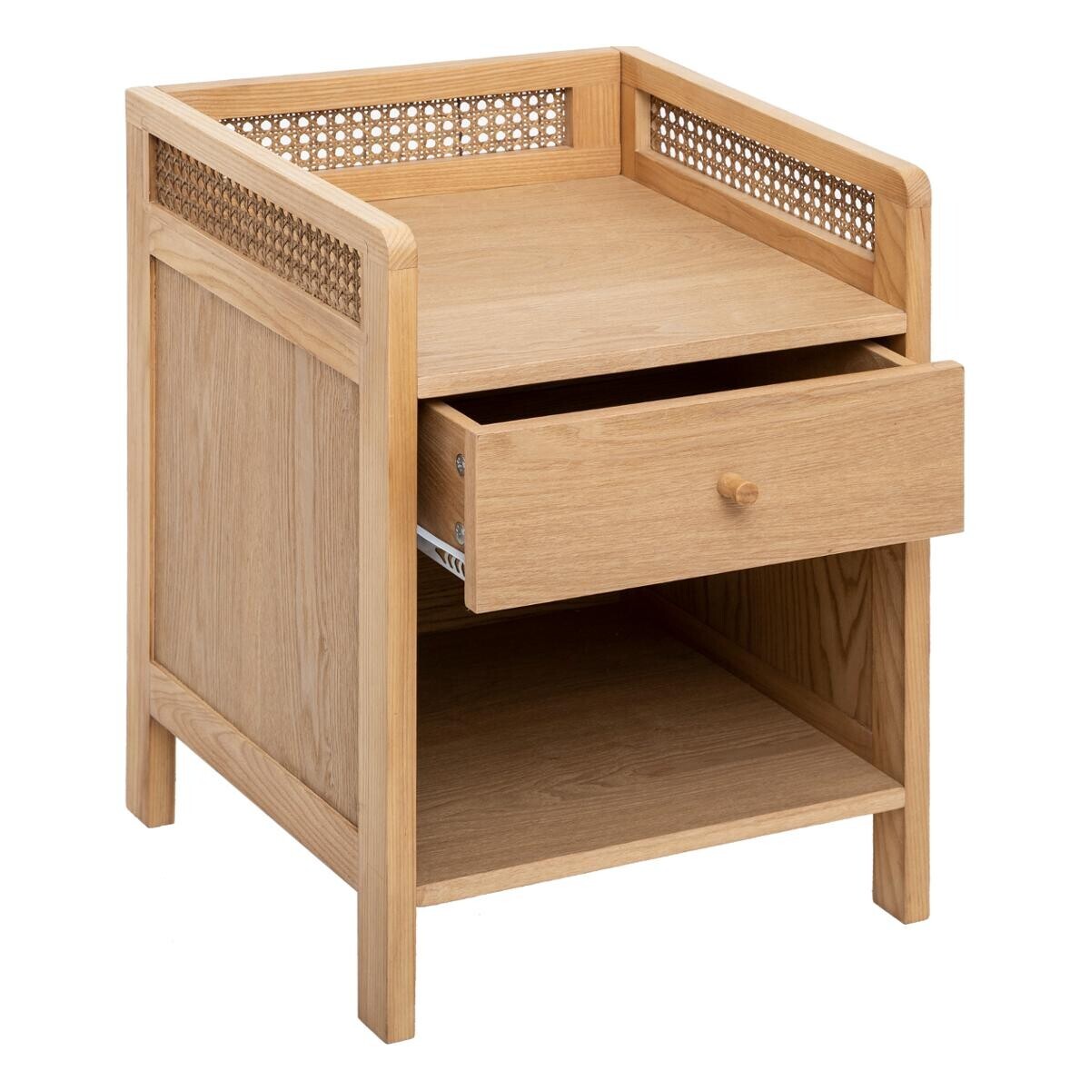 Table de chevet Arty 1 tiroir bois et cannage