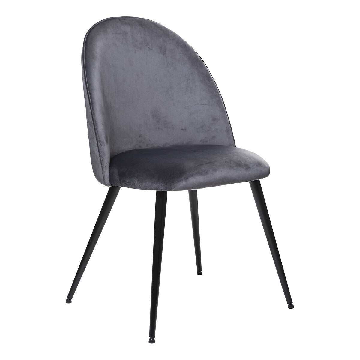 Chaise Slano velours pieds noirs gris