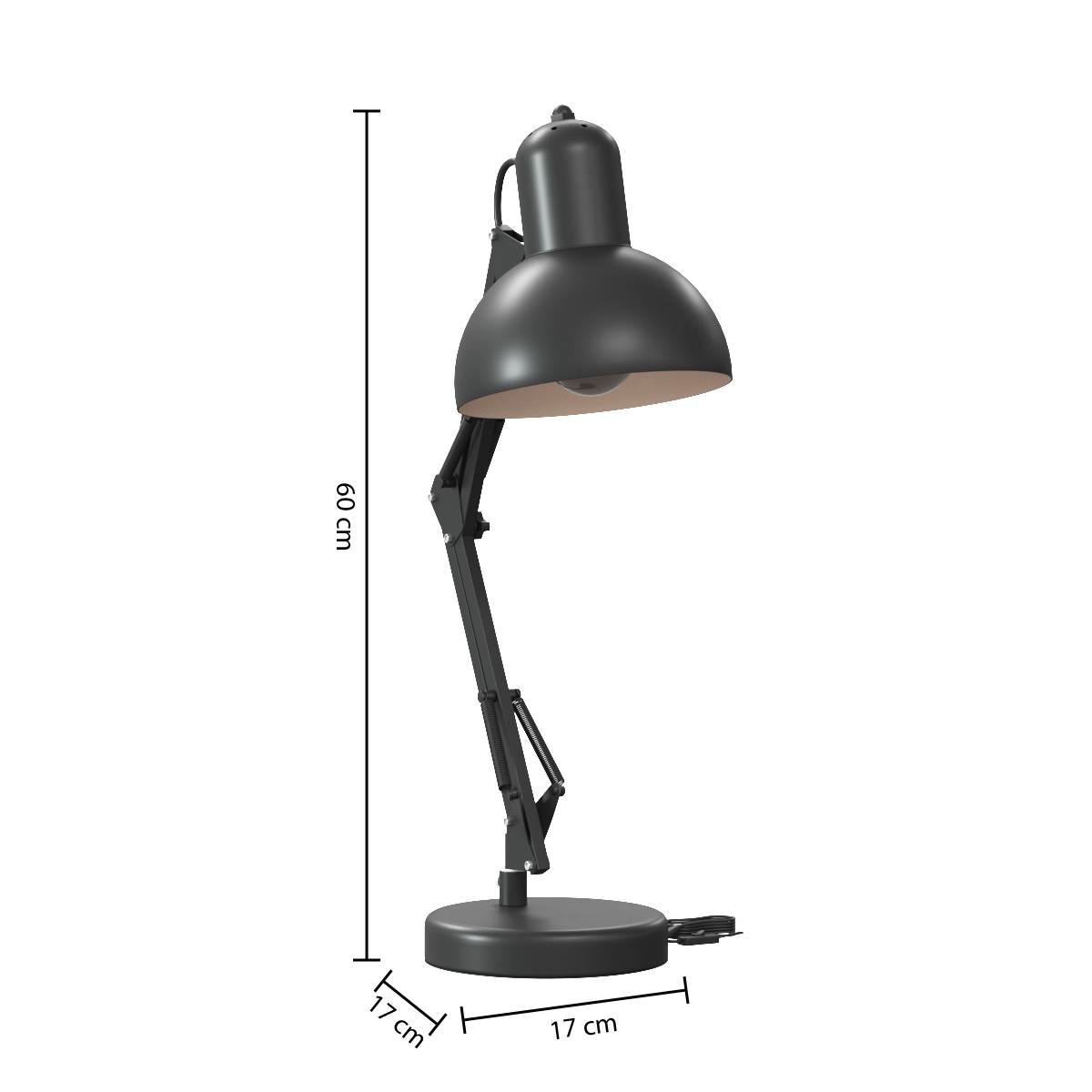 Lampe arc Bren hauteur 55,8 cm métal noir
