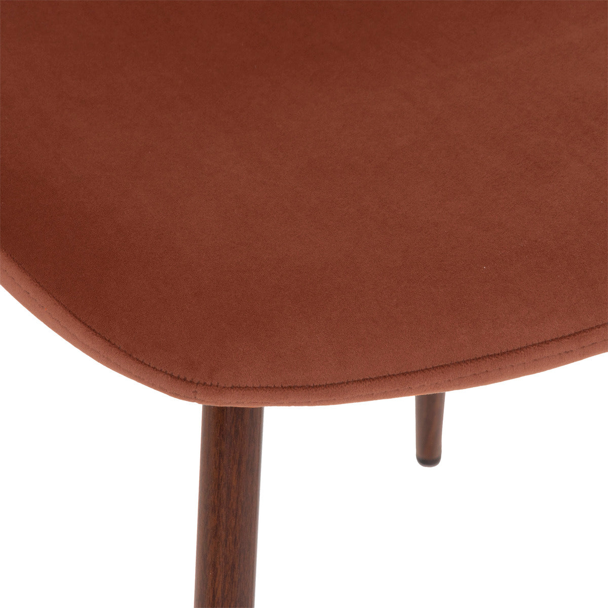 Chaise Roka velours terracotta pieds effet noyer