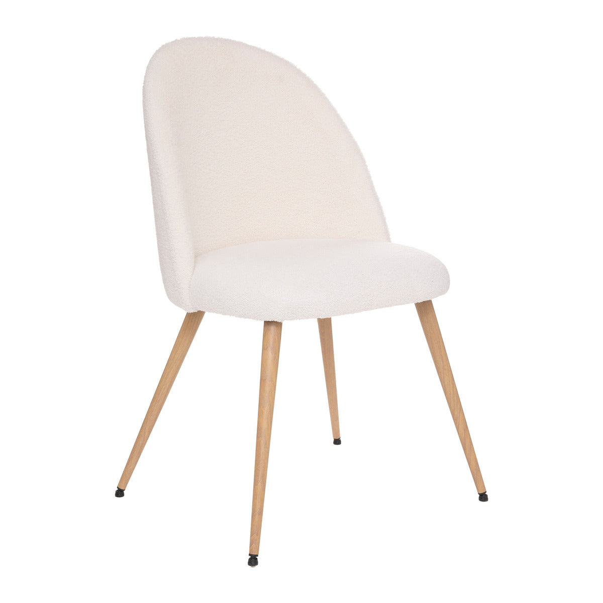 Chaise Slano bouclette blanche pieds imitation hêtre
