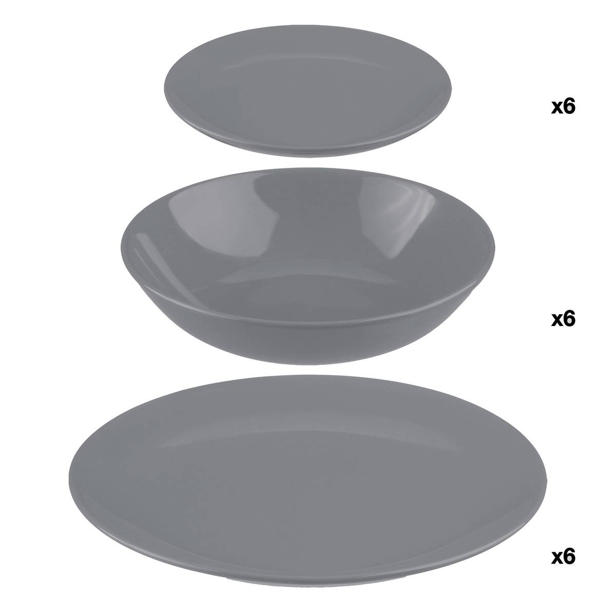 Service vaisselle 18 pièces Colorama gris