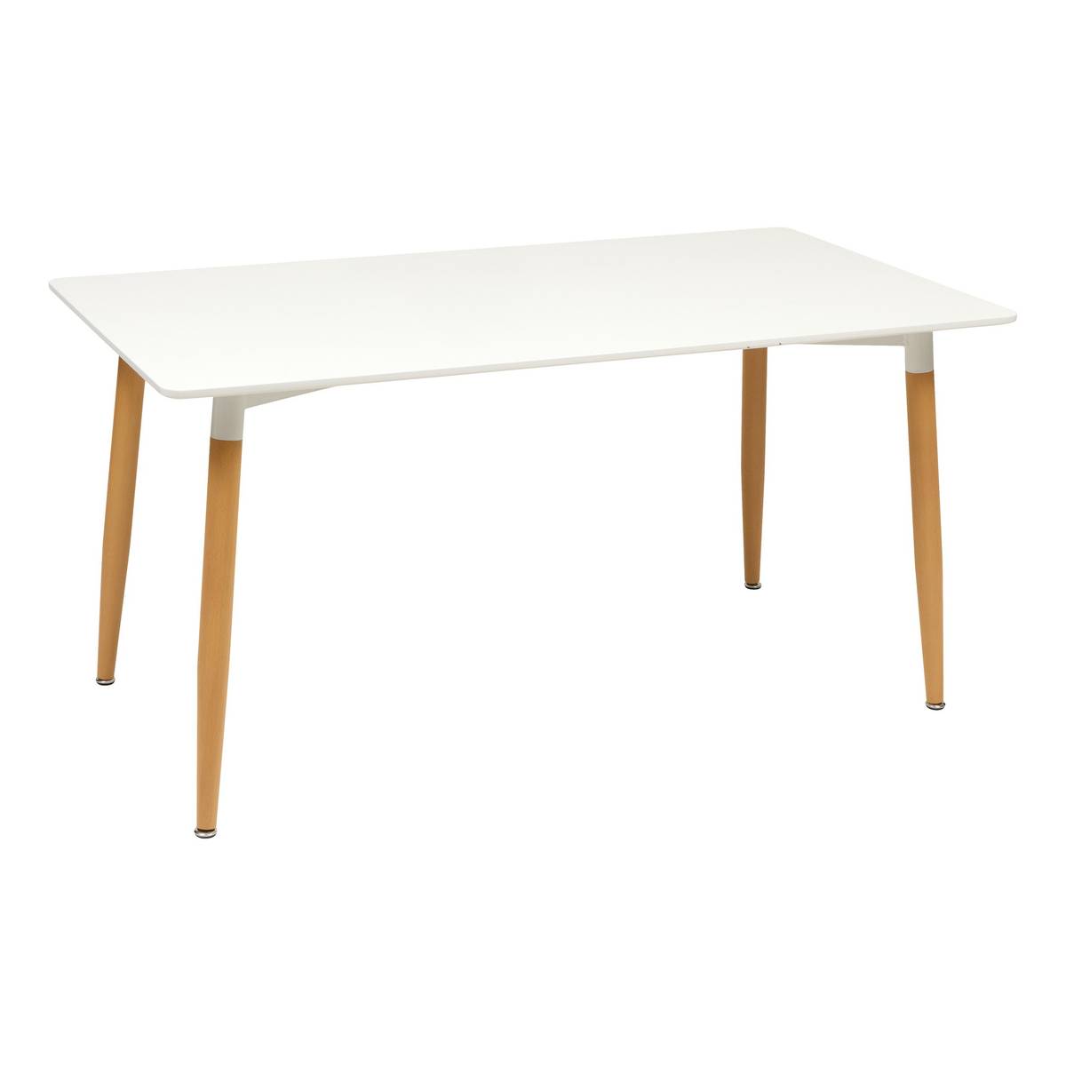 Table à dîner Roka 150 x 80 cm plateau blanc pieds bois