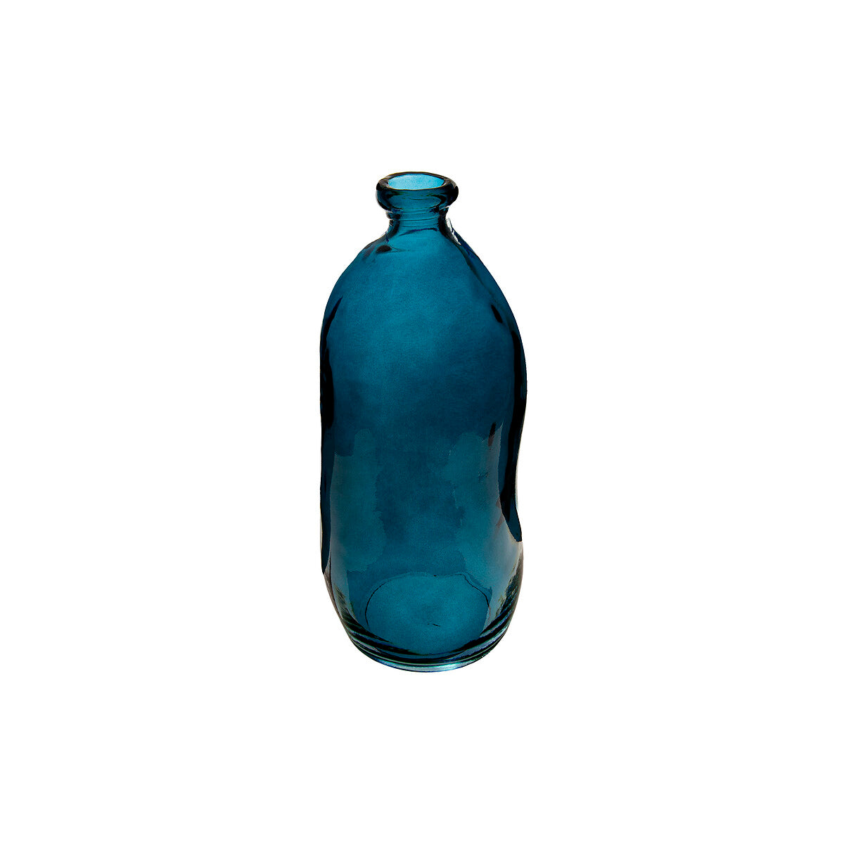 Vase bouteille Uly haut 35 cm verre recyclé bleu