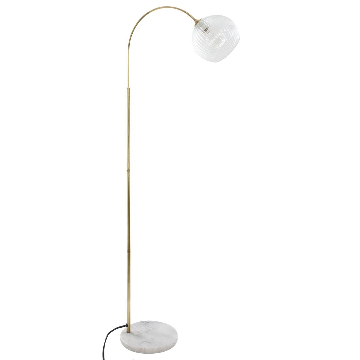 Lampadaire arc Laye H. 150 cm métal verre et marbre or