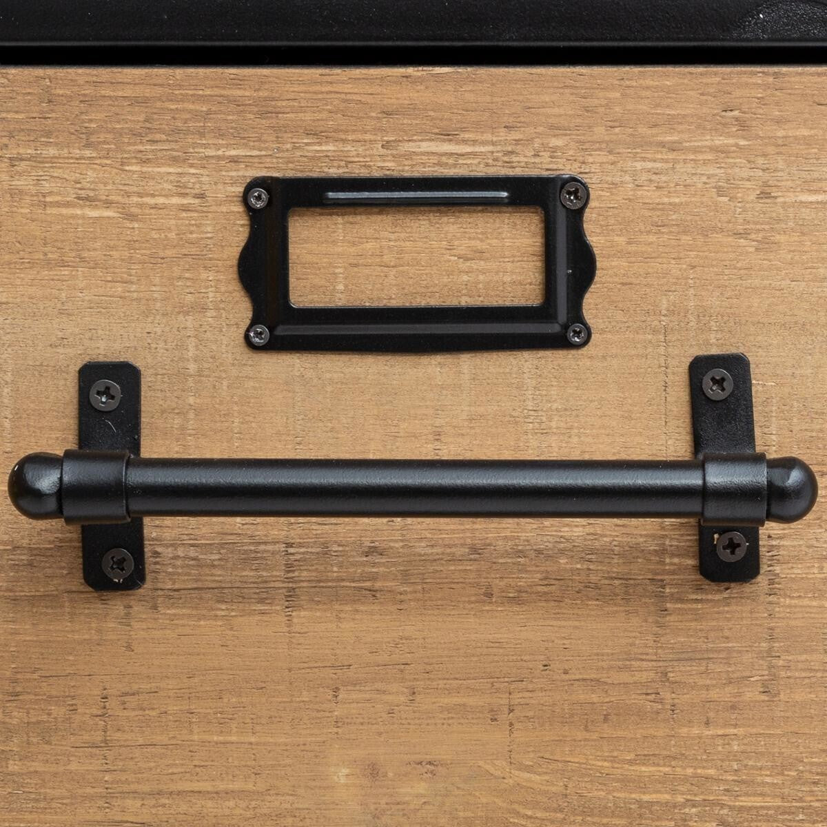 Commode double 10 tiroirs Baris métal noir et bois