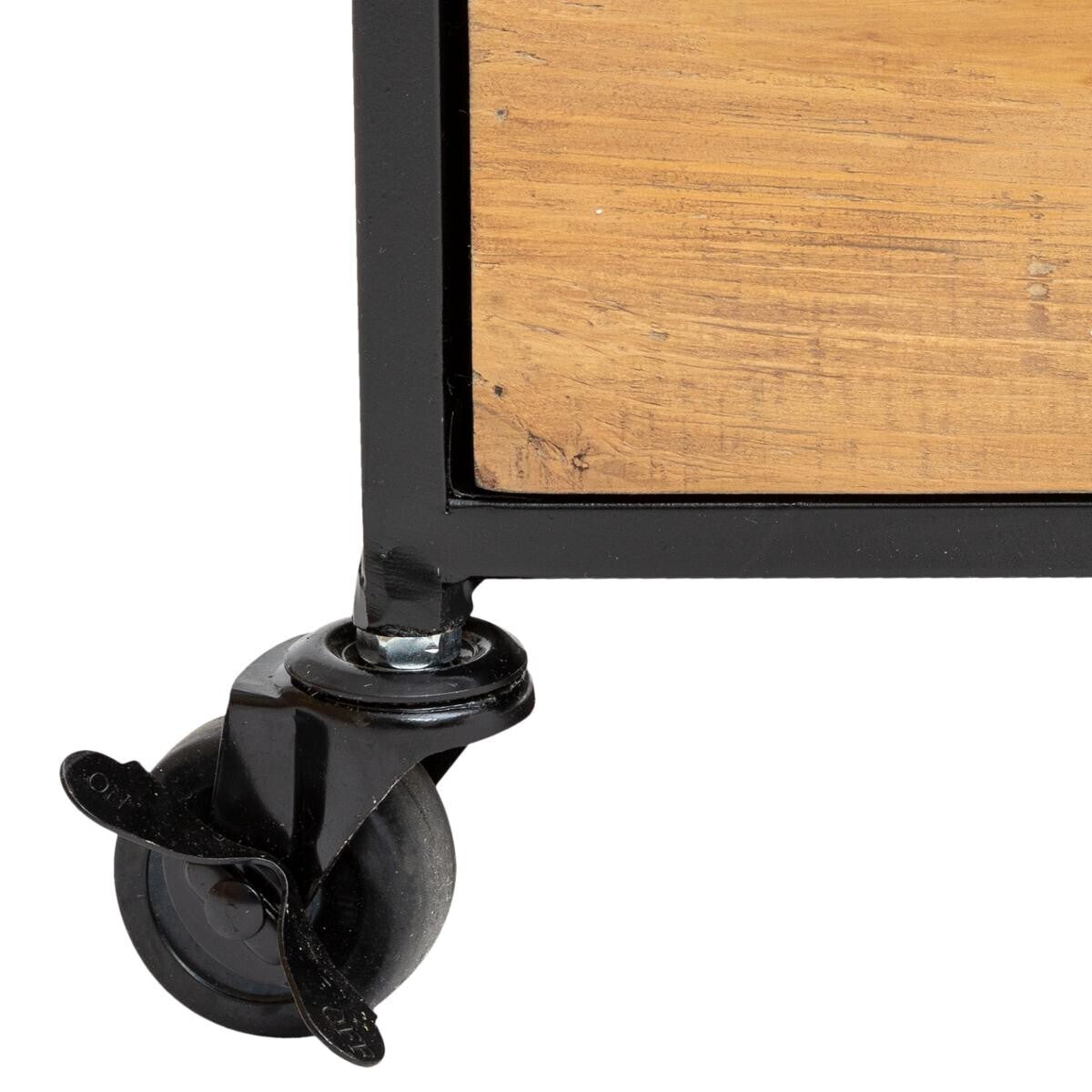 Commode double 10 tiroirs Baris métal noir et bois