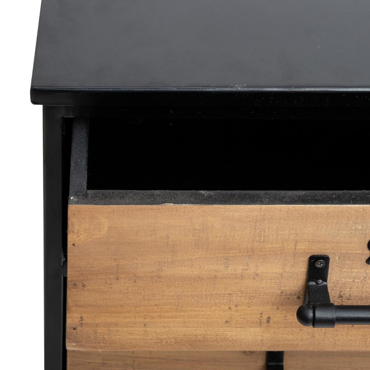 Commode double 10 tiroirs Baris métal noir et bois