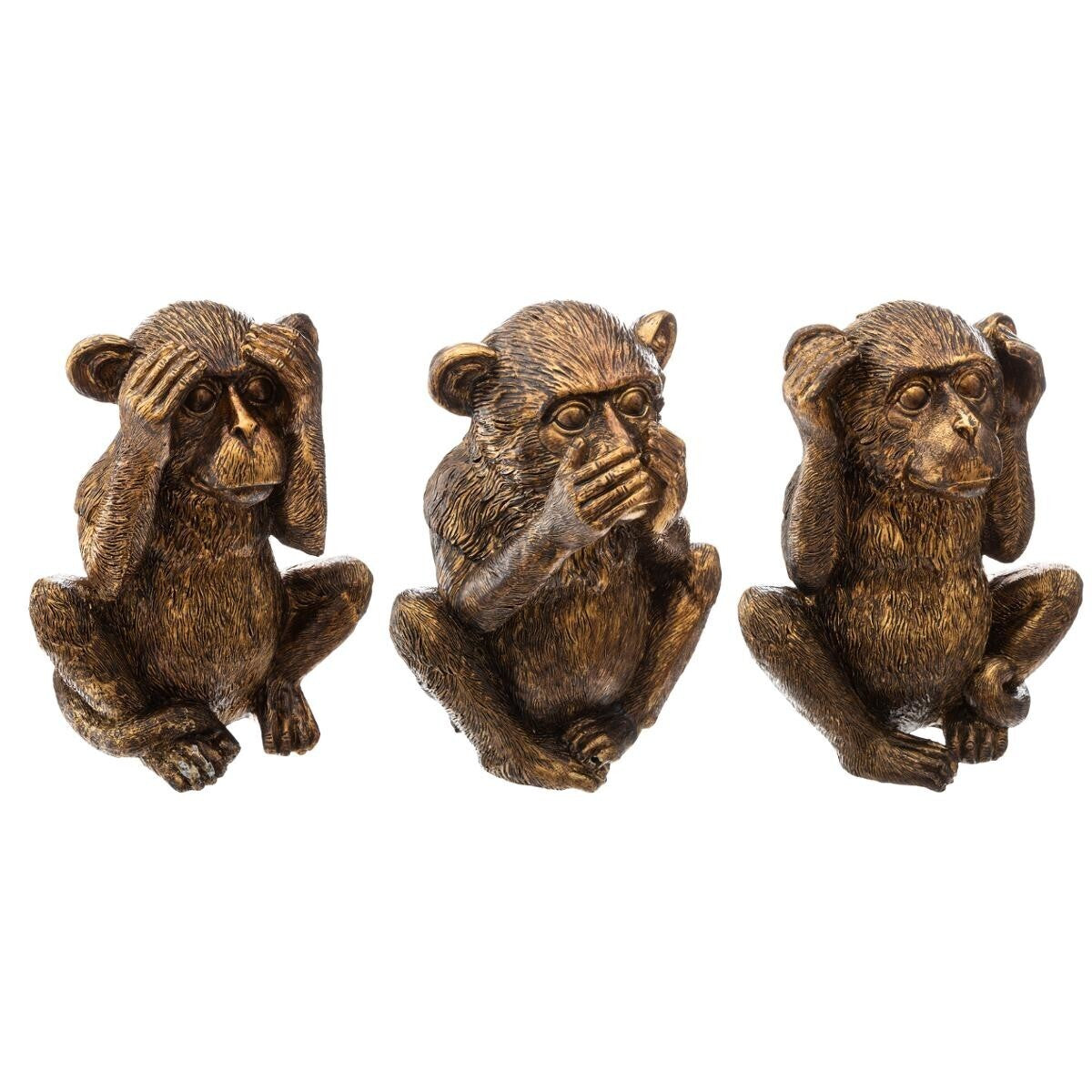 Lot de 3 singes Sagesse Sama haut. 17 cm résine
