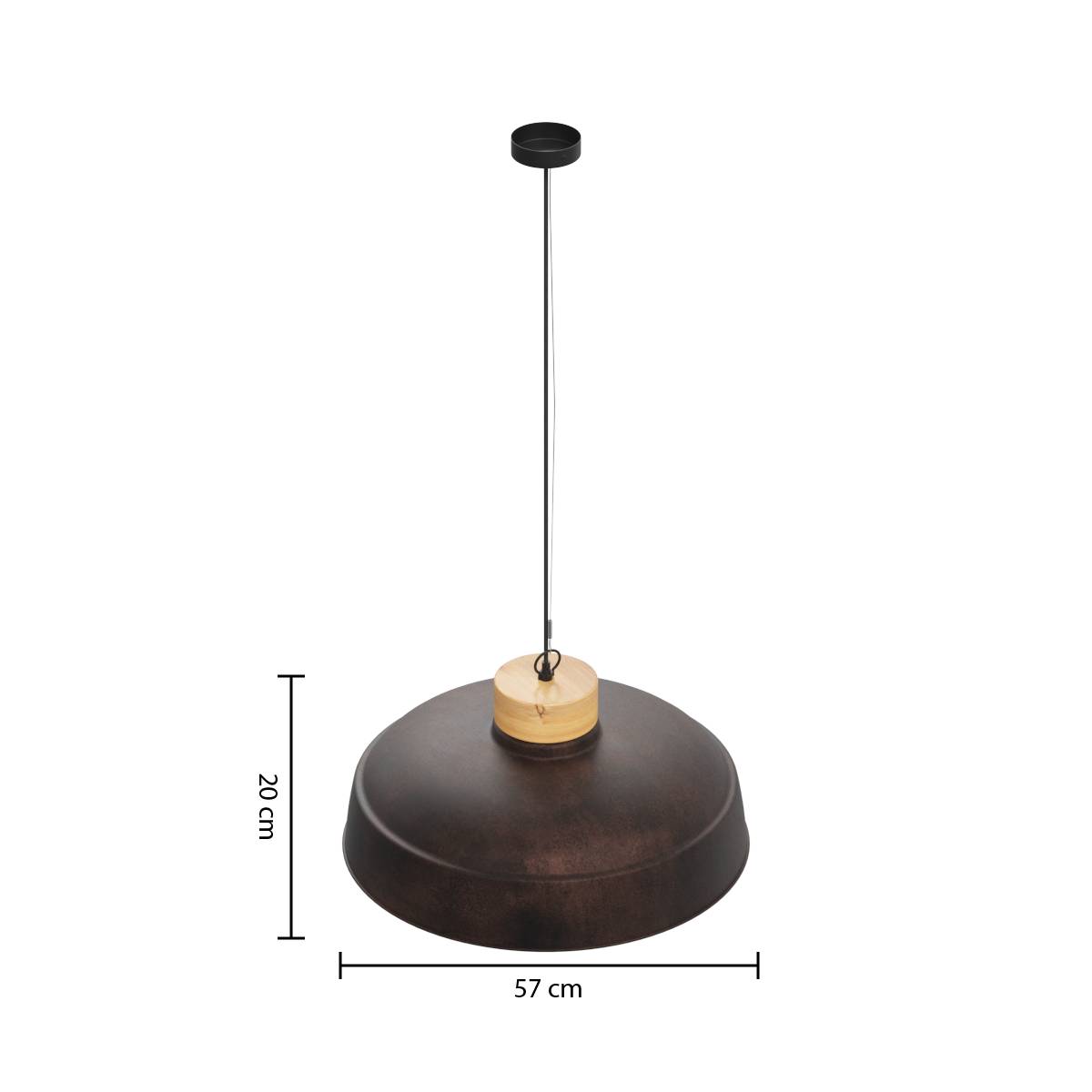 Suspension Prao diam. 57 cm métal et bois gris