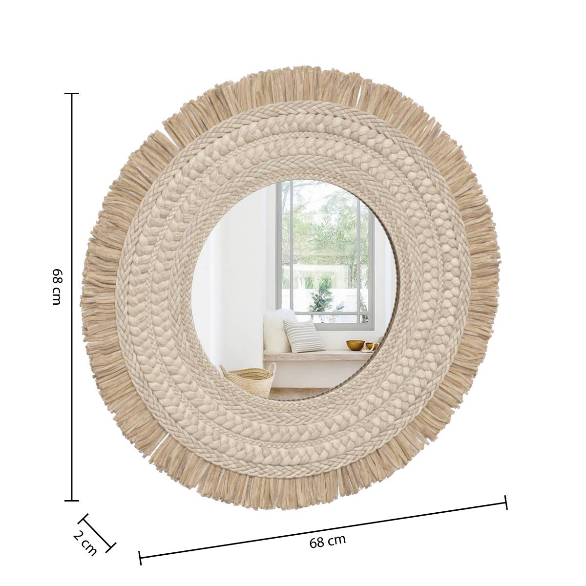 Miroir tressé Célia diam 68 cm
