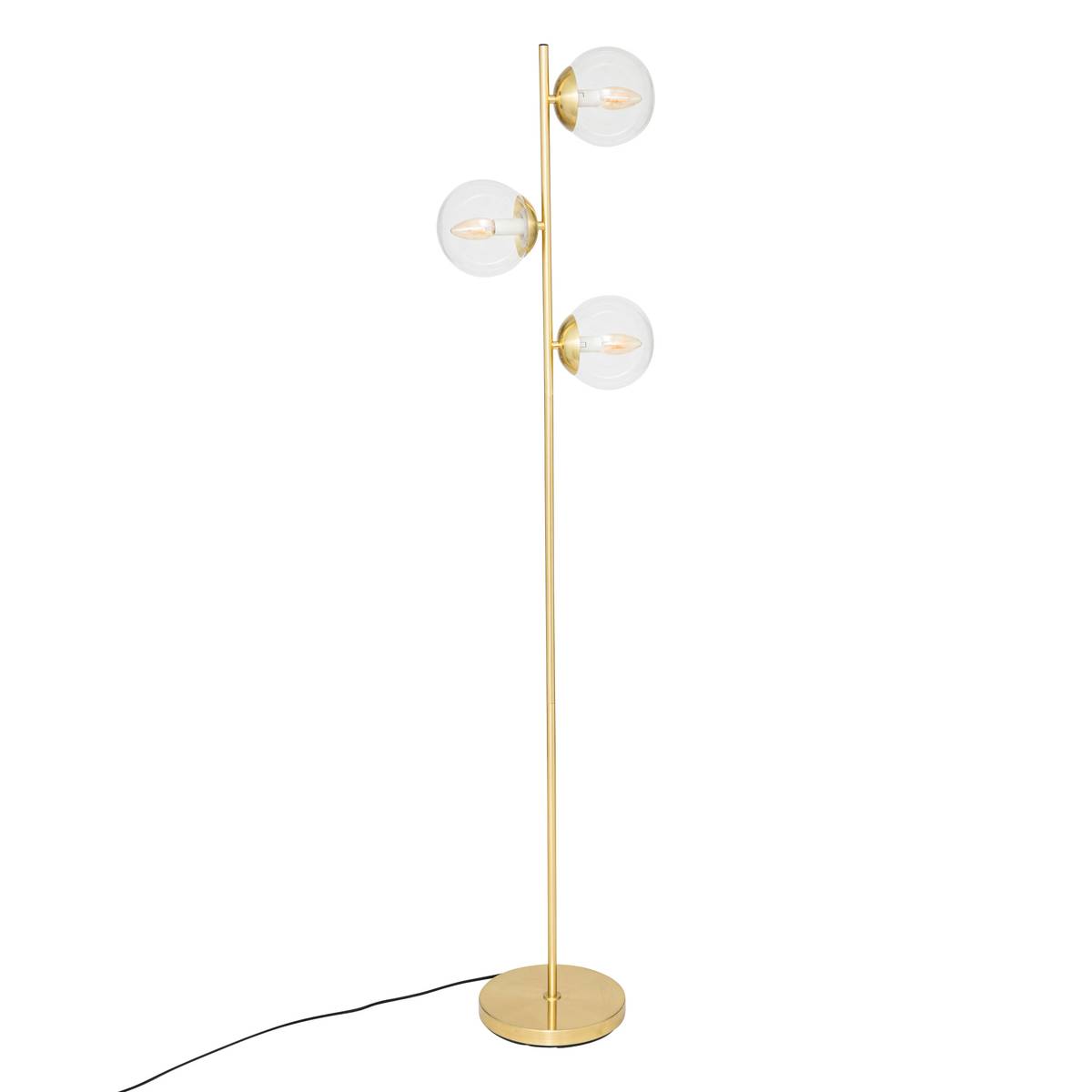 Lampadaire droit Le Collectionneur H. 162 cm métal et verre or
