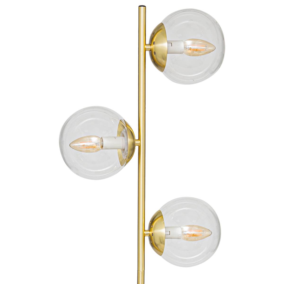 Lampadaire droit Le Collectionneur H. 162 cm métal et verre or