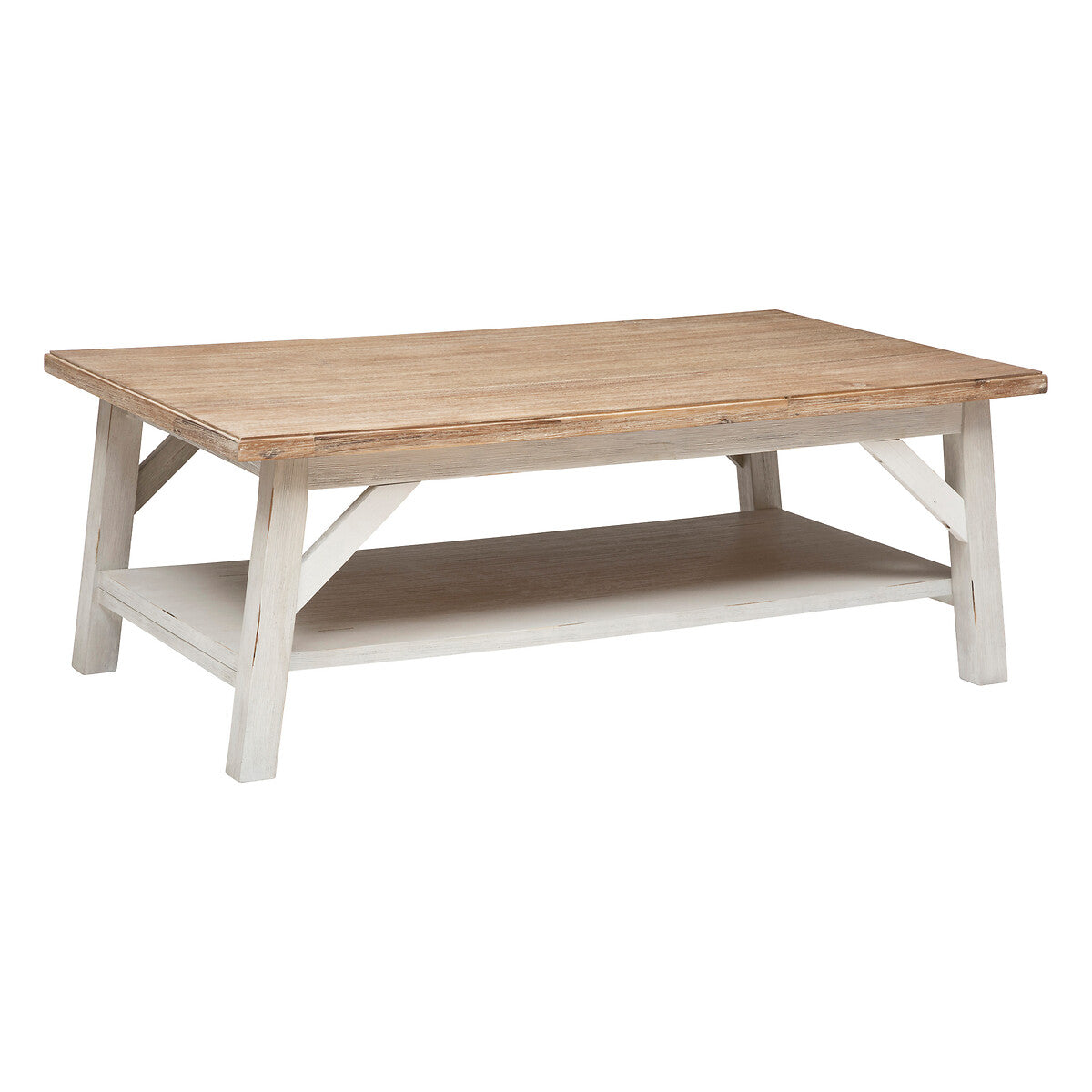 Table basse Olbia 120 x 70 cm acacia et blanc