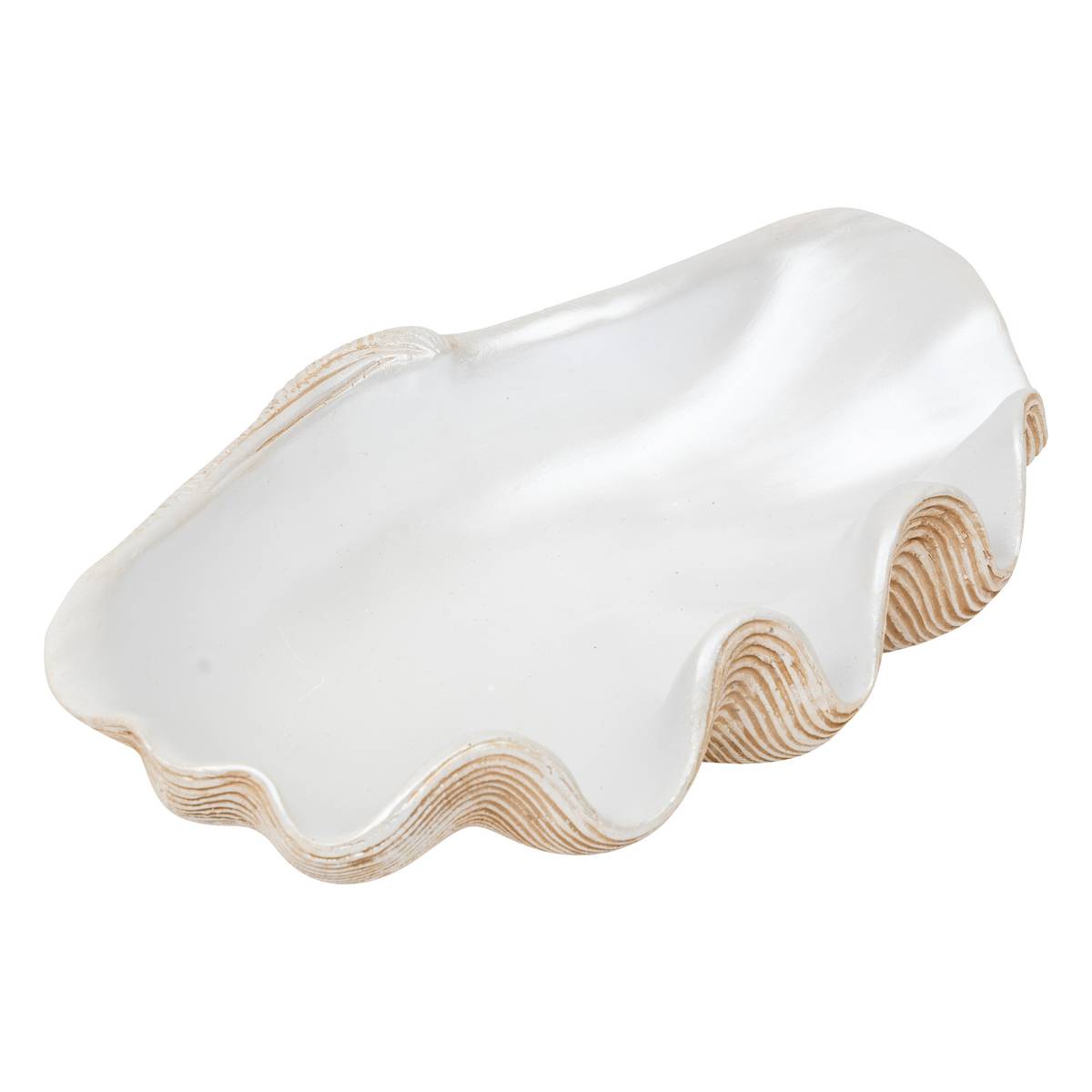 Coupelle déco Océane 36 x 20 x 8 cm résine blanc