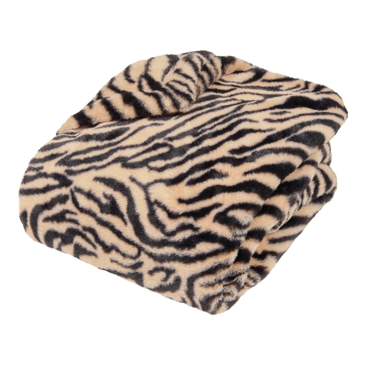 Plaid fourrure Orana 120 x 160 cm imprimé tigre