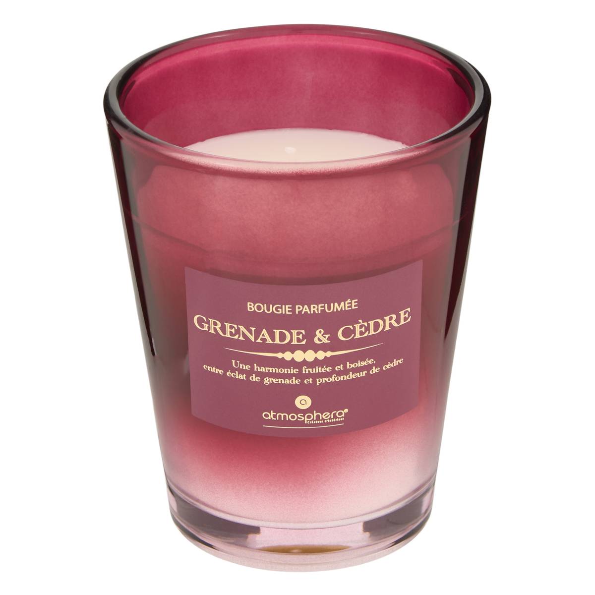 Bougie parfumée Alma 270 g pot verre grenade et cèdre
