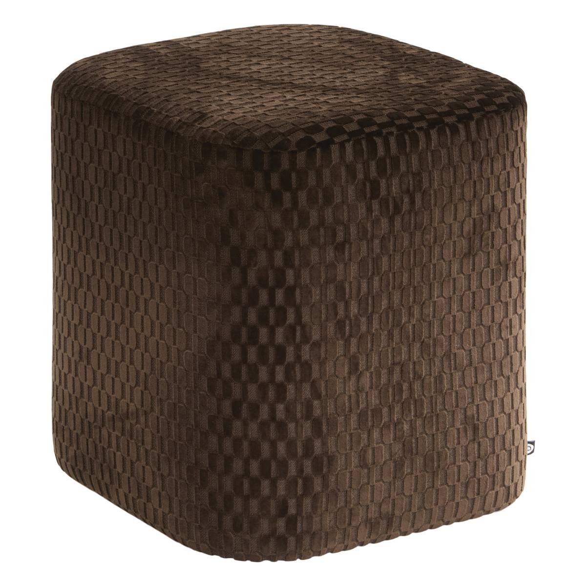 Pouf Selia 35 x 35 cm velours dévoré tonka
