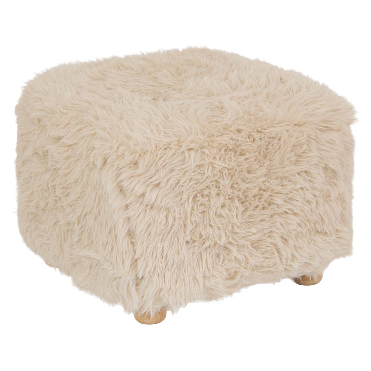 Tabouret d'appoint Duvia 40 x 40 cm fourrure lin