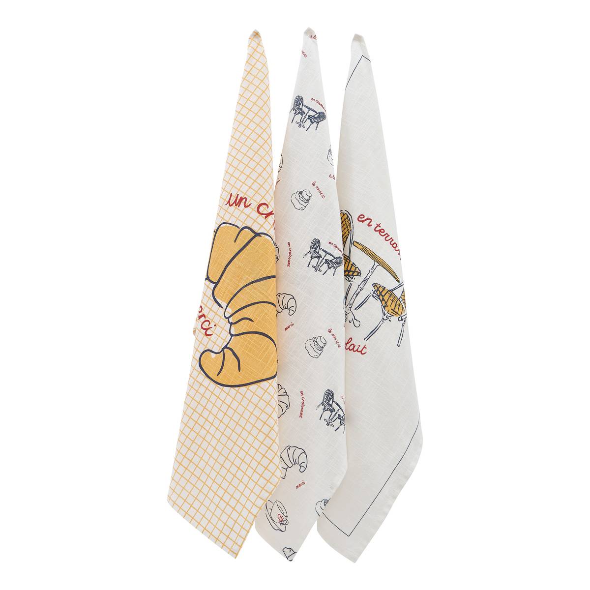 Lot de 3 torchons Fra 45 x 70 cm coton slub