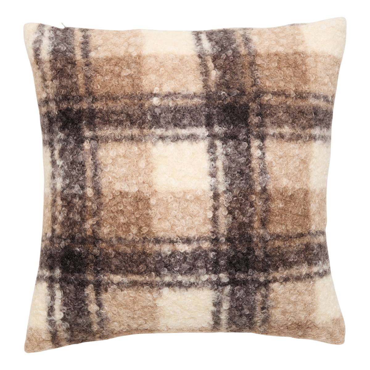 Coussin citrouille bouclette carreaux Automne 40 x 40 cm