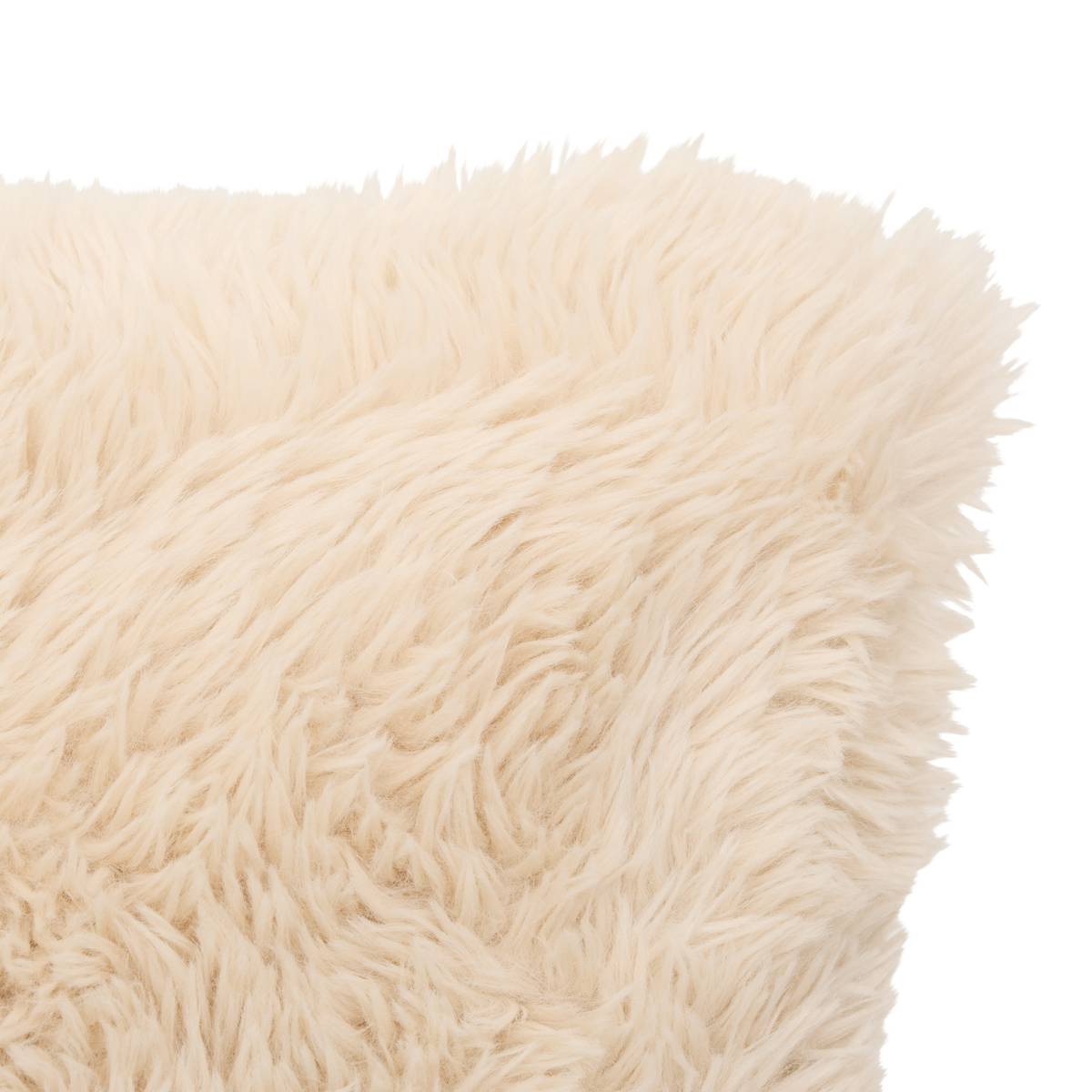 Coussin fourrure Duvia 40 x 40 cm beige lin