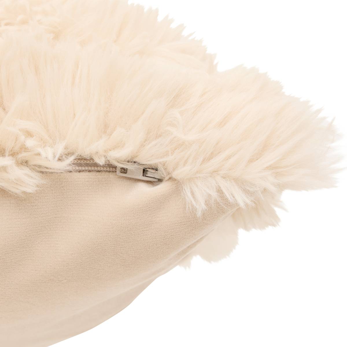 Coussin fourrure Duvia 40 x 40 cm beige lin
