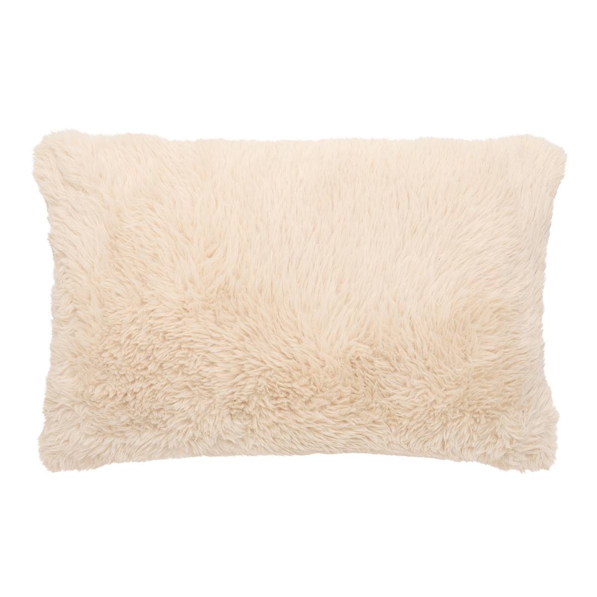 Coussin fourrure Duvia 38 x 58 cm beige lin