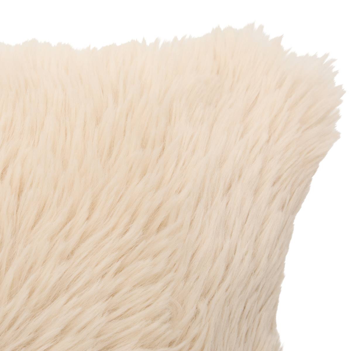 Coussin fourrure Duvia 38 x 58 cm beige lin