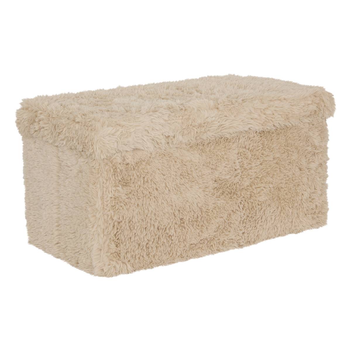 Pouf pliant double Duvia fourrure lin