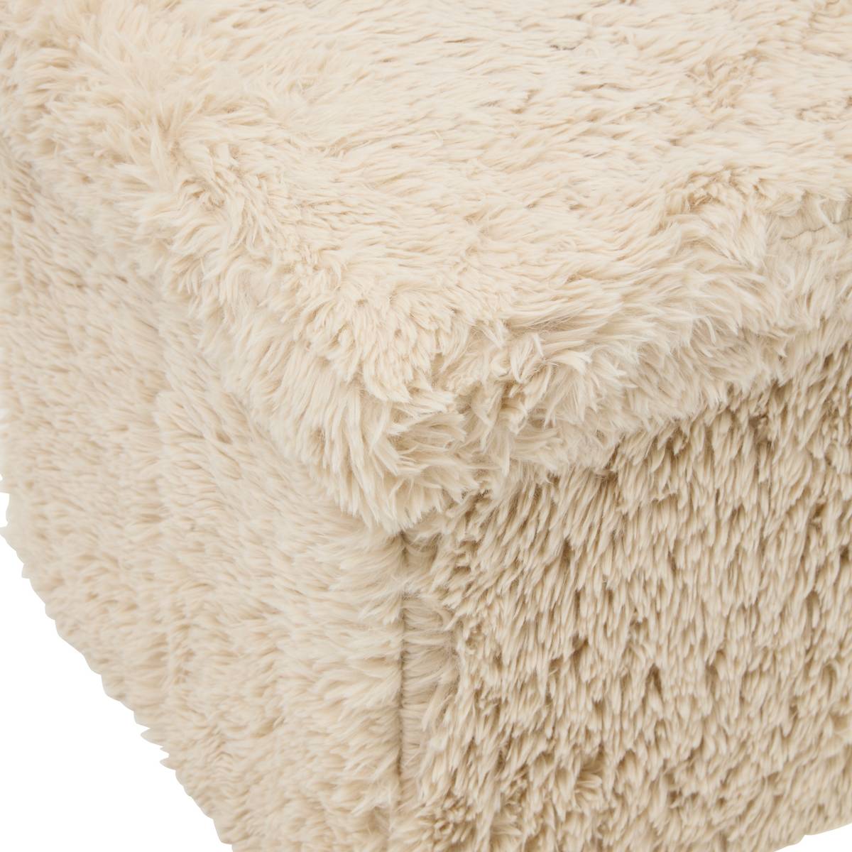 Pouf pliant double Duvia fourrure lin