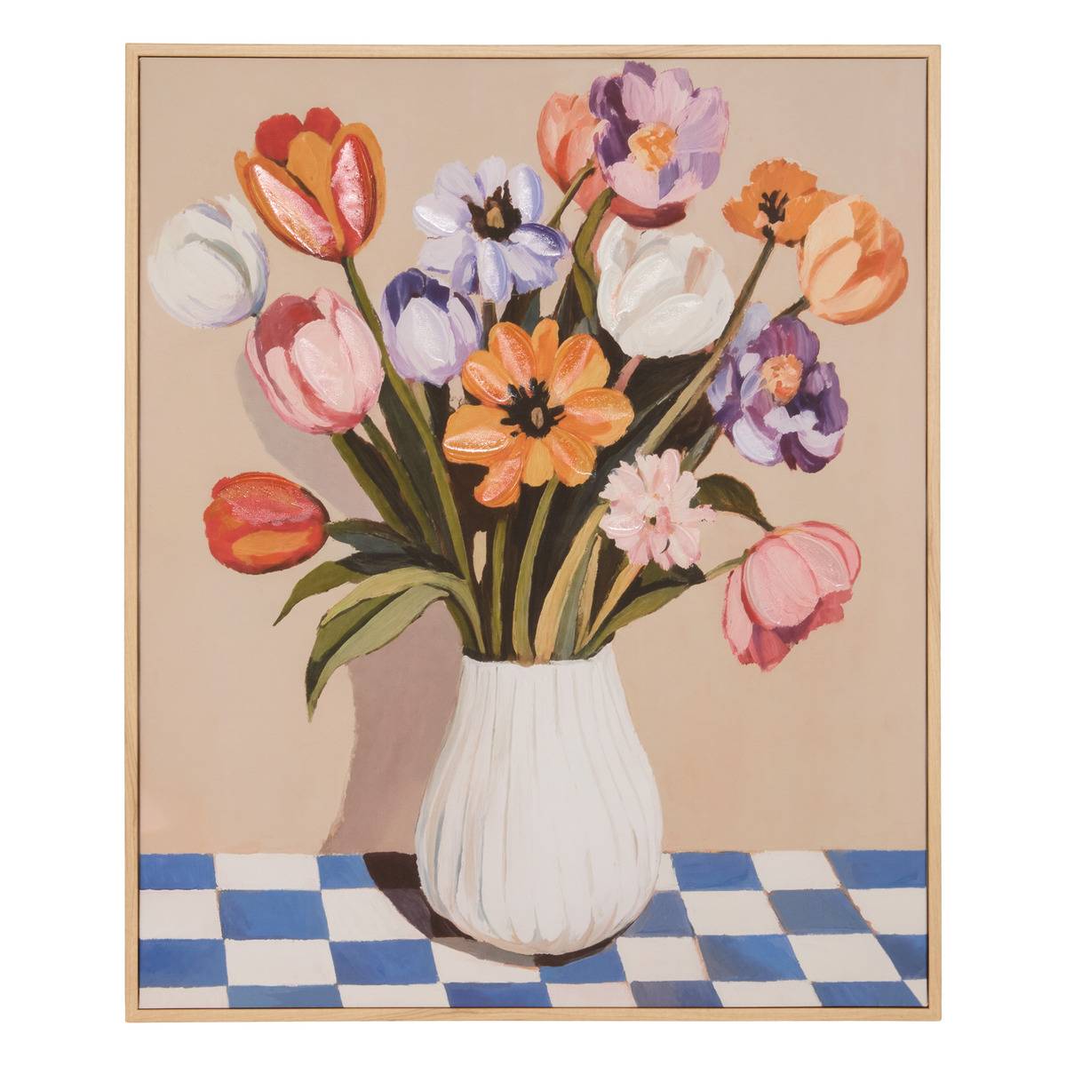 Toile peinte encadrée Flori 50 x 60 cm assorti
