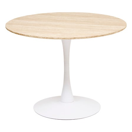 Table à dîner diam 102 cm MDF effet travertin