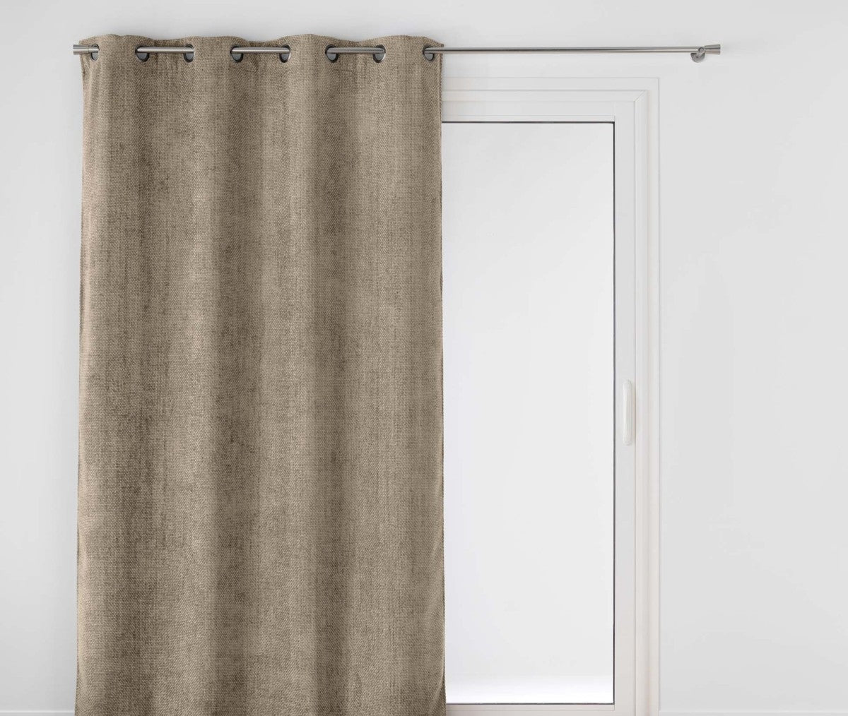Rideau à œillets 140 x 260 cm velours chenille Leo sable