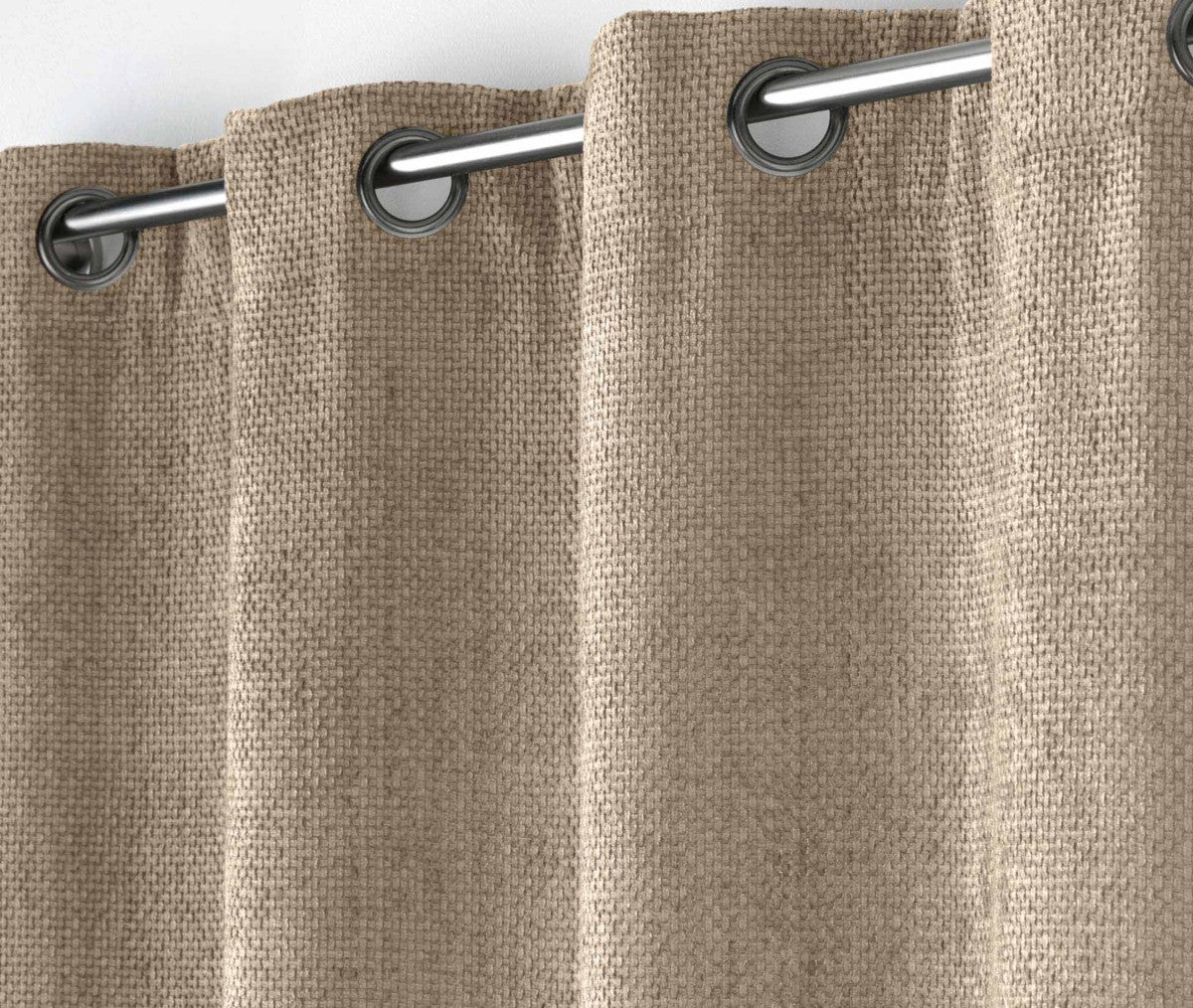 Rideau à œillets 140 x 260 cm velours chenille Leo sable