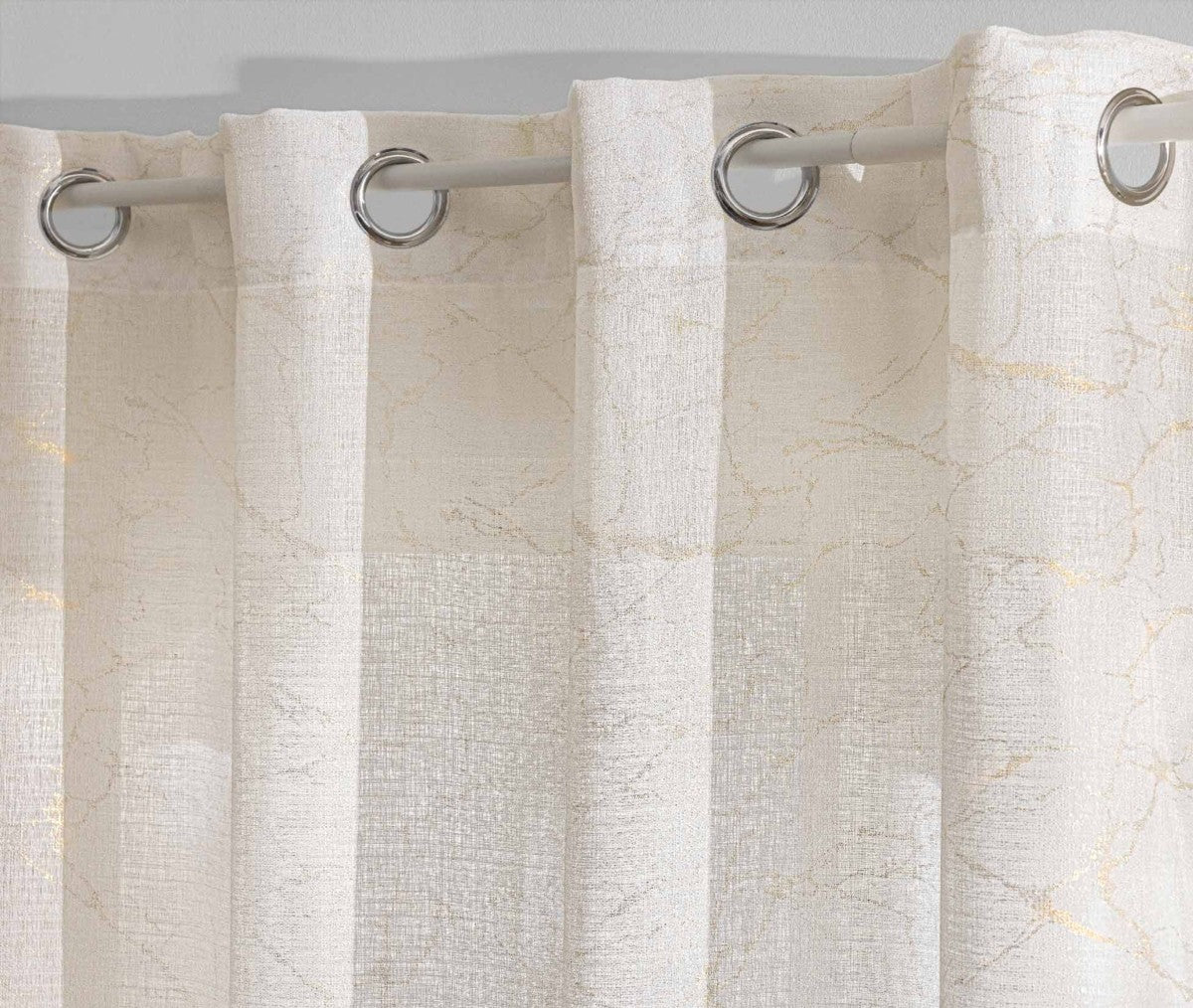 Panneau à œillets 140 x 240 cm effet lin imprimé métallisé Marius beige