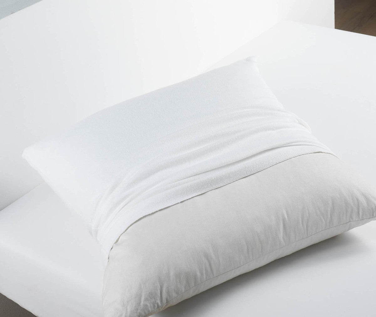 Protège-oreiller 65 x 65 cm molleton coton Molly blanc