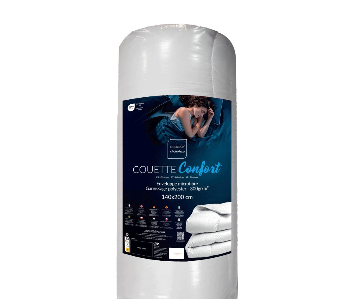 Couette 1 personne 140 x 200 cm polyester uni Confort