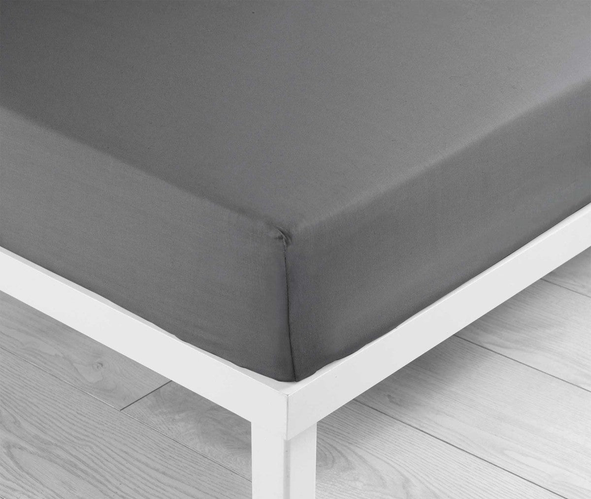 Drap housse 2 personnes 160 x 200 cm uni 57 fils Lina anthracite
