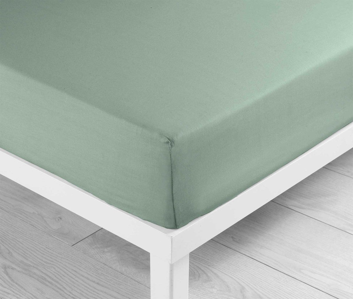 Drap housse 2 personnes 160 x 200 cm uni 57 fils Lina sauge