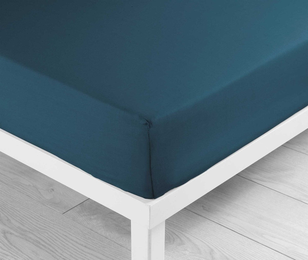 Drap housse 2 personnes 160 x 200 cm uni 57 fils Lina bleu