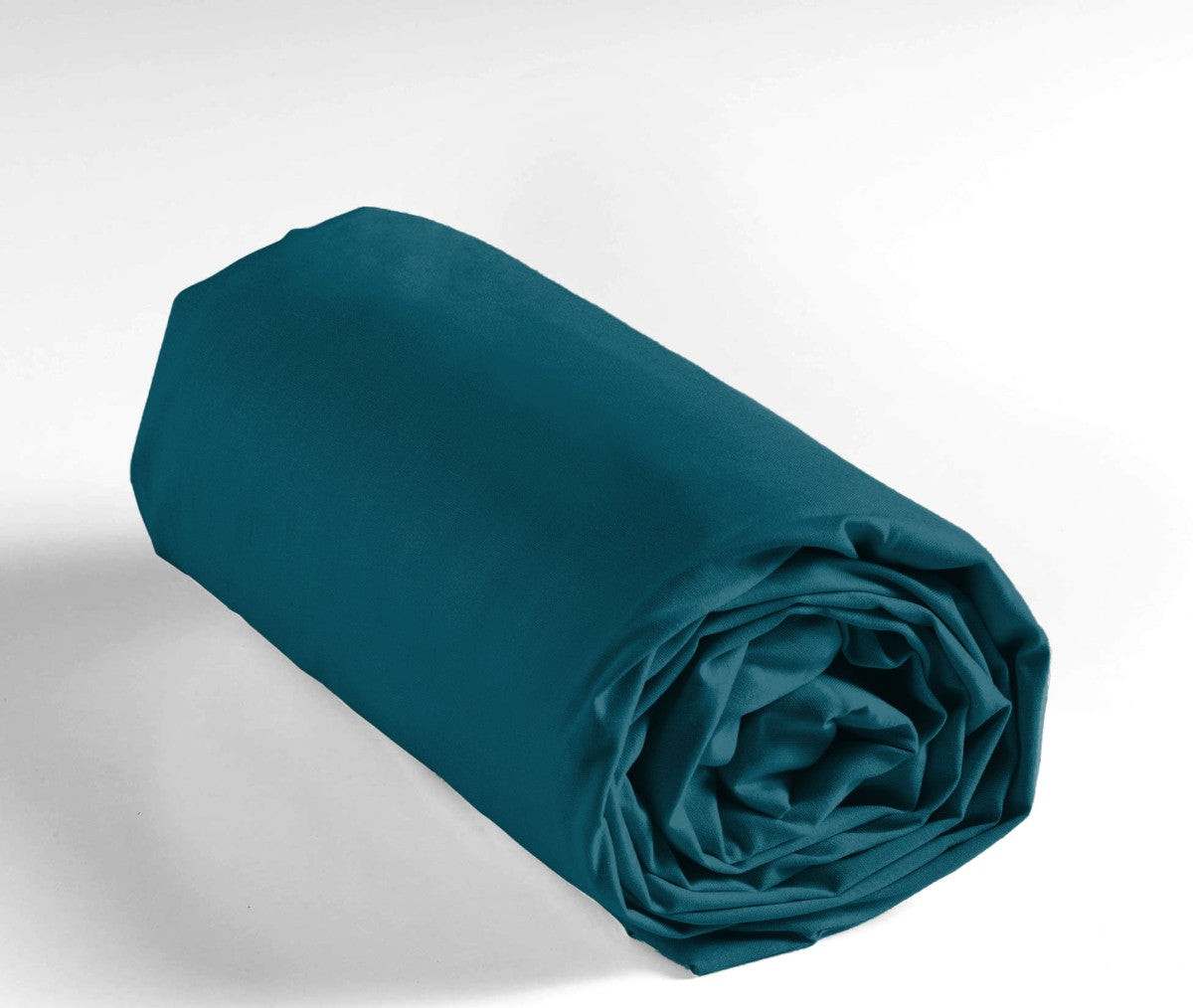 Drap housse 2 personnes 160 x 200 cm uni 57 fils Lina bleu