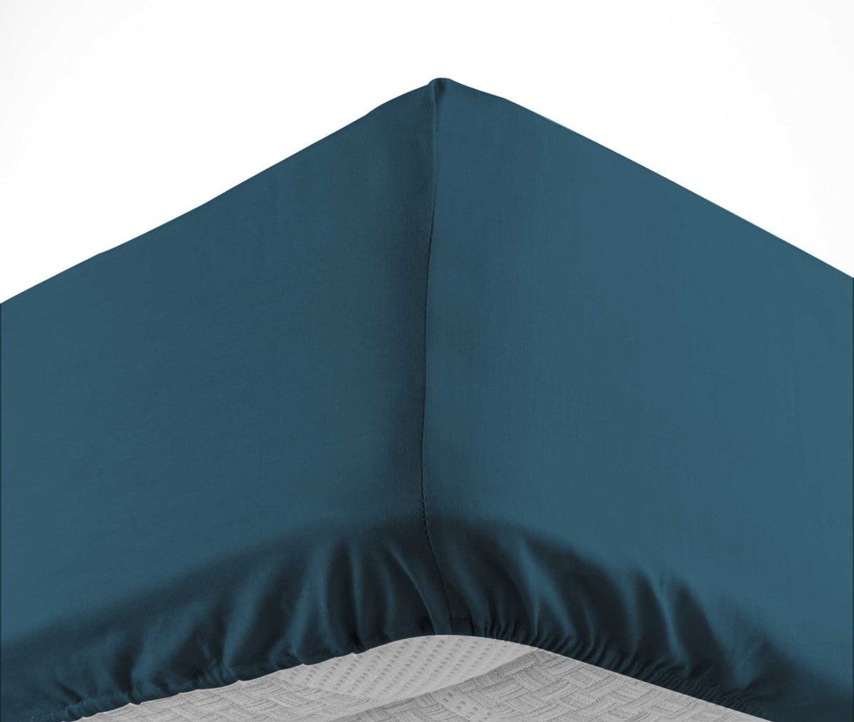 Drap housse 2 personnes 160 x 200 cm uni 57 fils Lina bleu