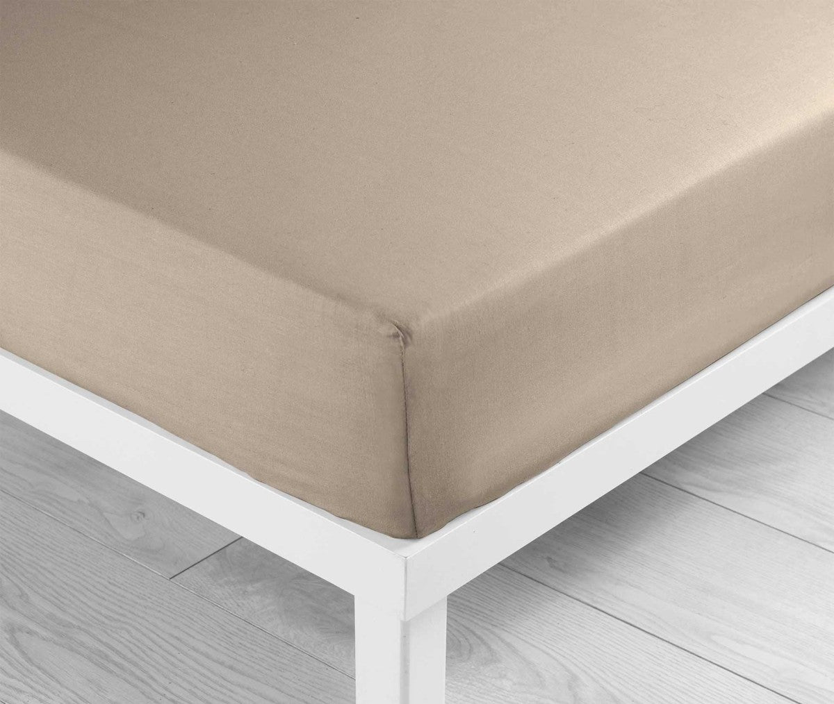 Drap housse 2 personnes 180 x 200 cm uni 57 fils Lina sable
