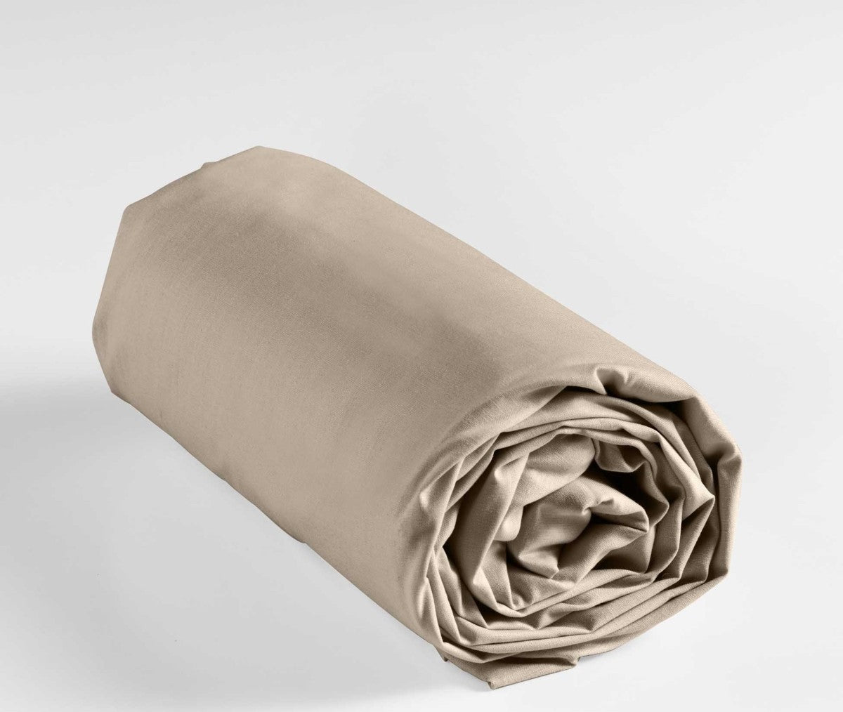 Drap housse 2 personnes 180 x 200 cm uni 57 fils Lina sable